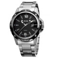 NO 7147 Black Dial Stainless Steel Back Men's Silver Watch